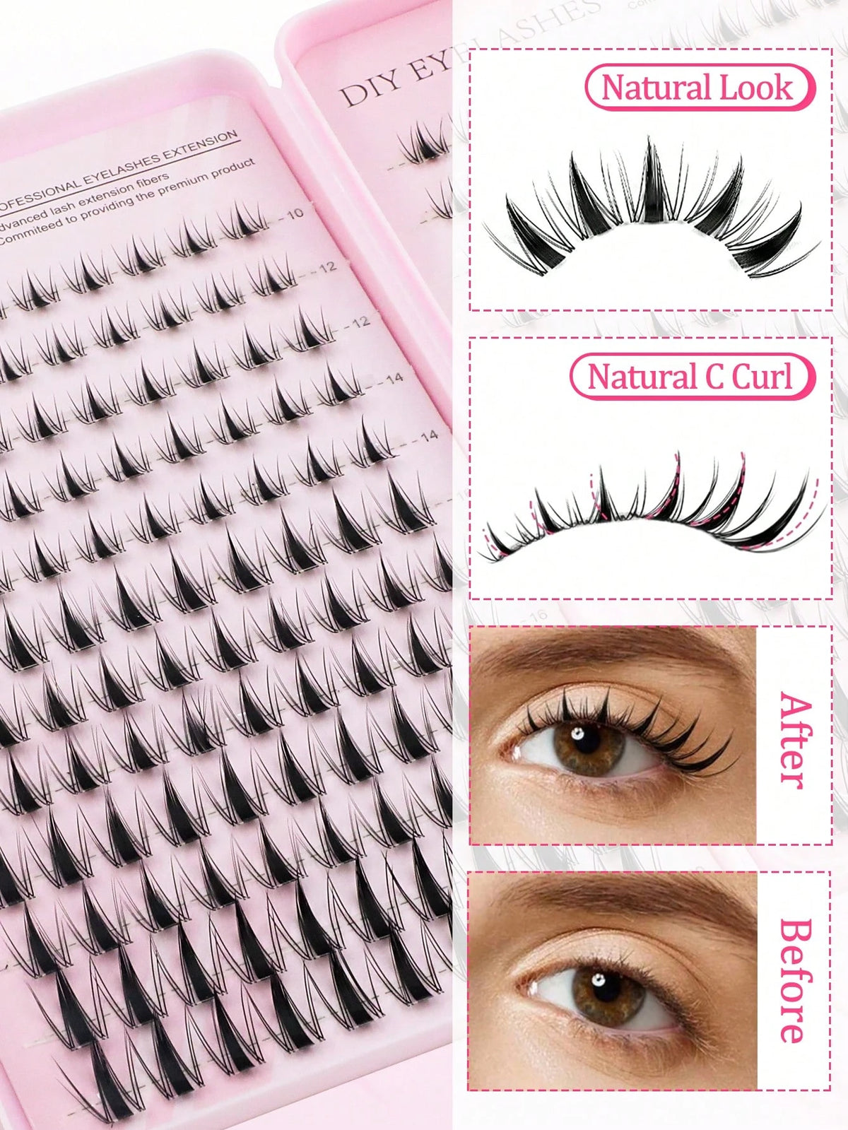 Shein Women's 240-Piece C-Curl Fluffy 3D False Eyelash Set, Code: X-240