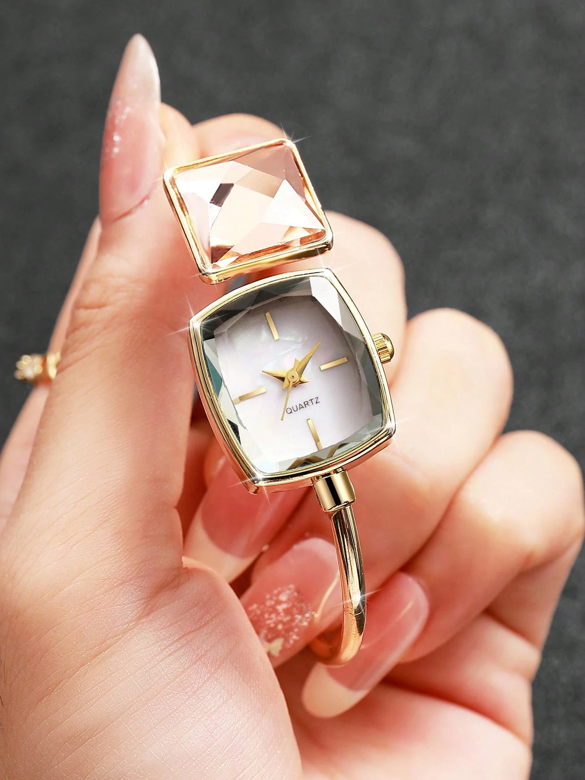 Women's Elegant Rhinestone Square Quartz Bracelet Watch