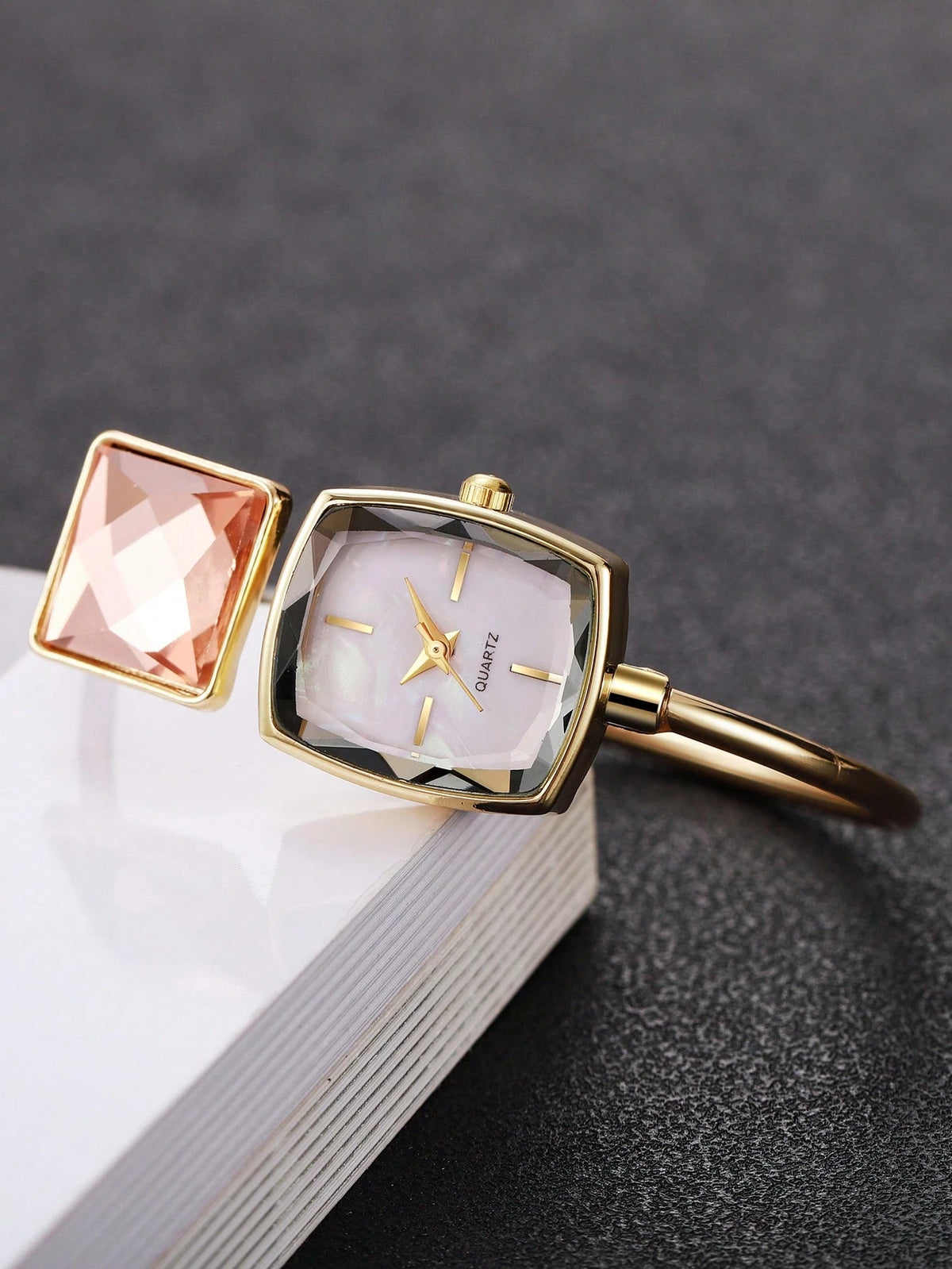Women's Elegant Rhinestone Square Quartz Bracelet Watch
