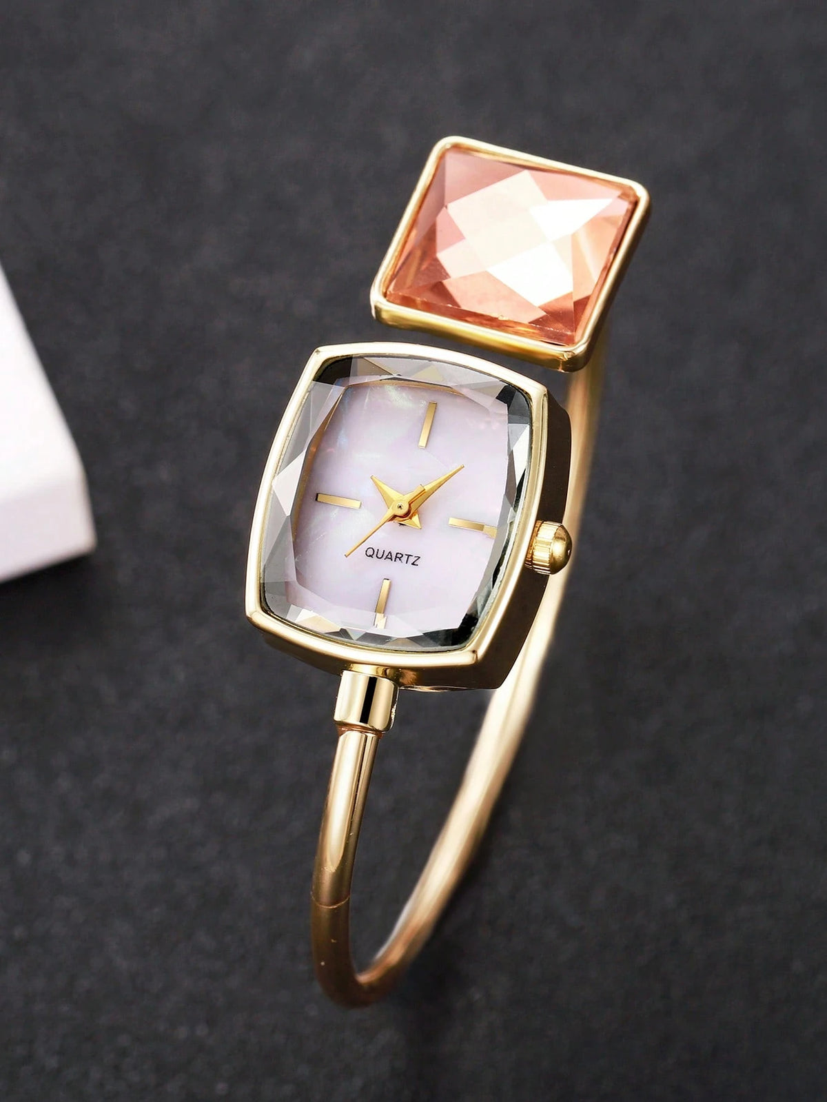 Women's Elegant Rhinestone Square Quartz Bracelet Watch