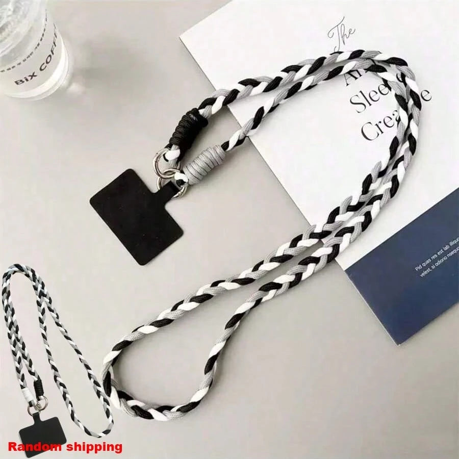 Women's Cute Braided Crossbody Phone Lanyard Keychain Set