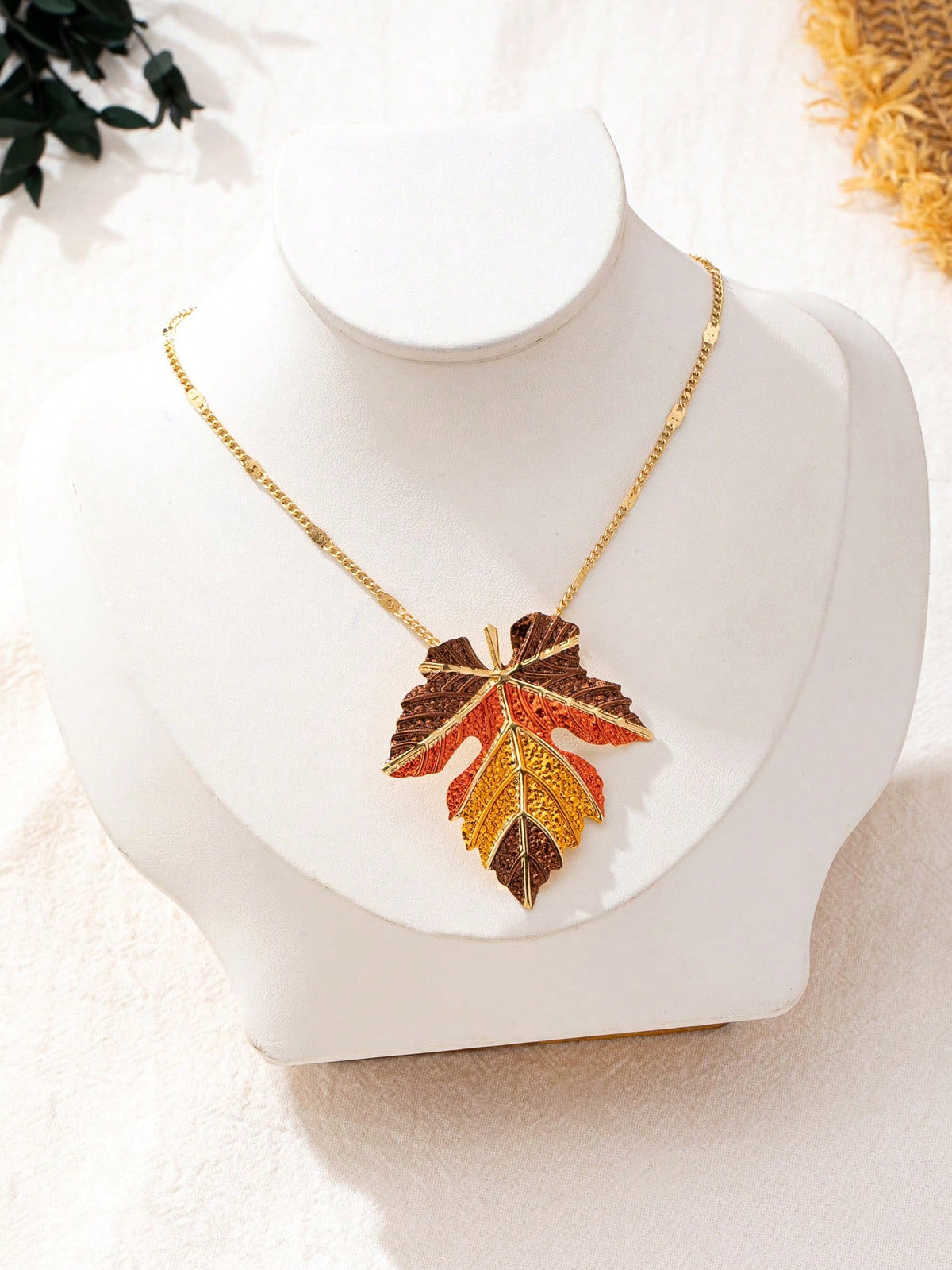 Women's Painted Autumn Maple Leaf Alloy Necklace