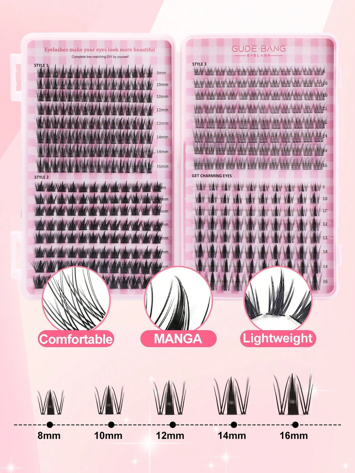 Women's 400-Piece C-Curl Fluffy 3D Mink DIY False Eyelash Extension Set