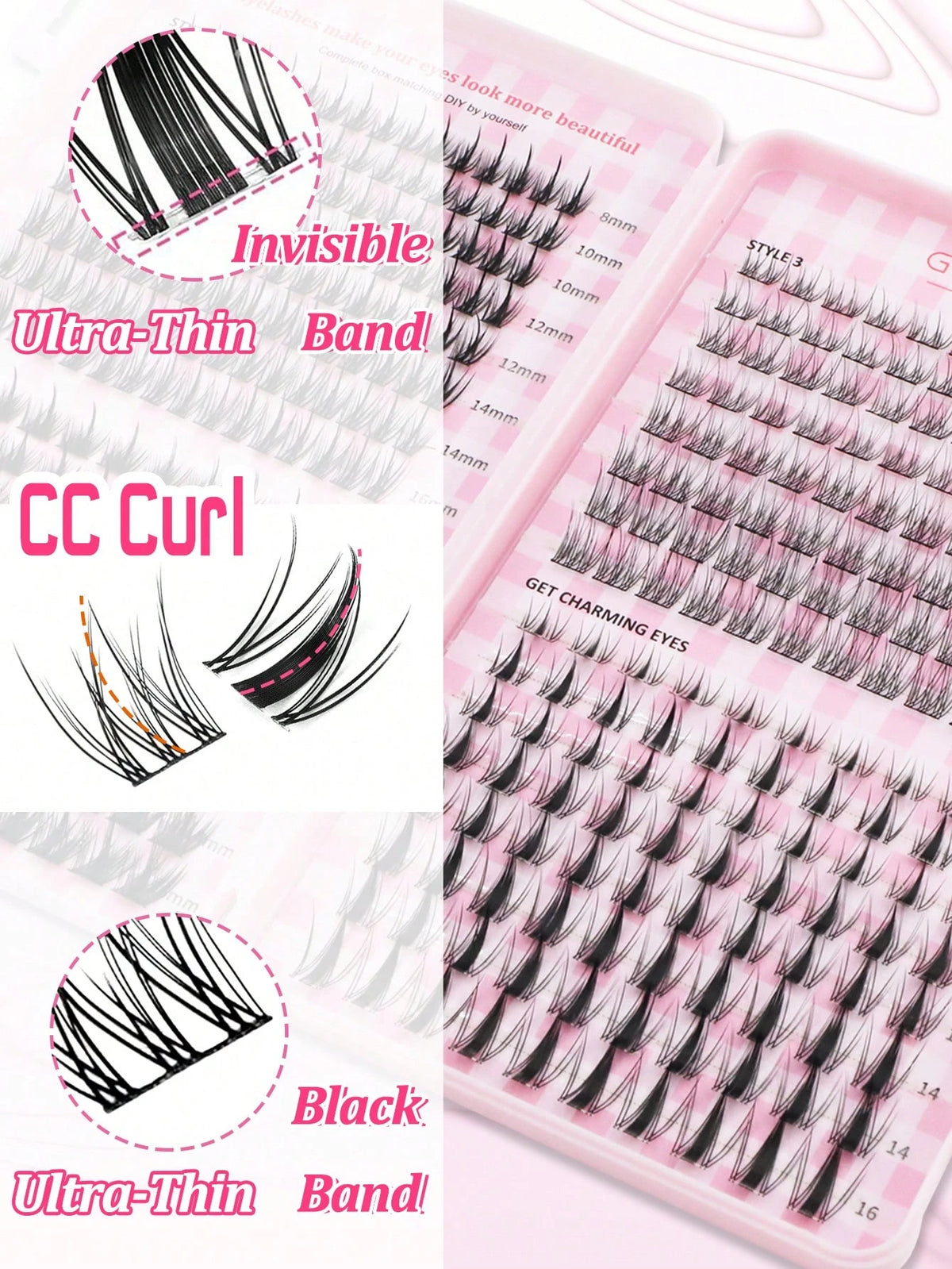Women's 400-Piece C-Curl Fluffy 3D Mink DIY False Eyelash Extension Set
