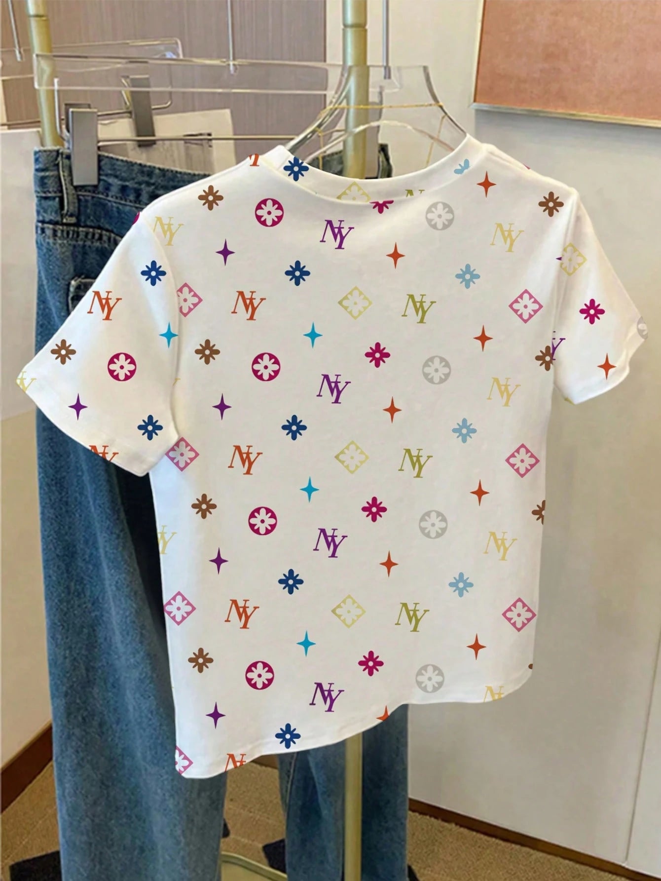 Resyla Women's Letter Print Short Sleeve T-Shirt White