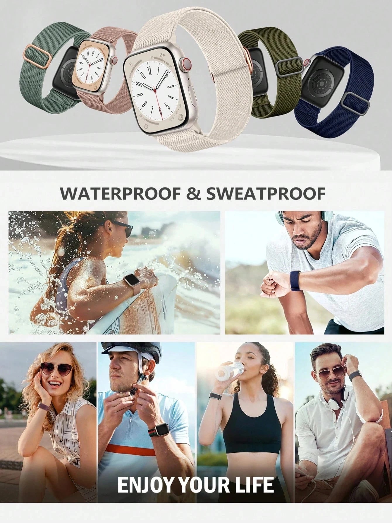 Stretchy Solo Loop Elastic Nylon Watch Band for Apple Watch