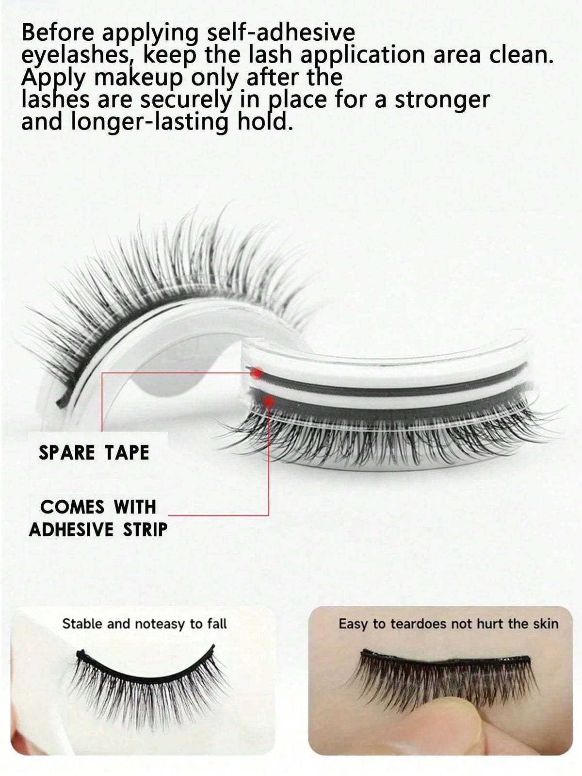 Women's Natural Doll Eye Pre Adhesive False Eyelash Set