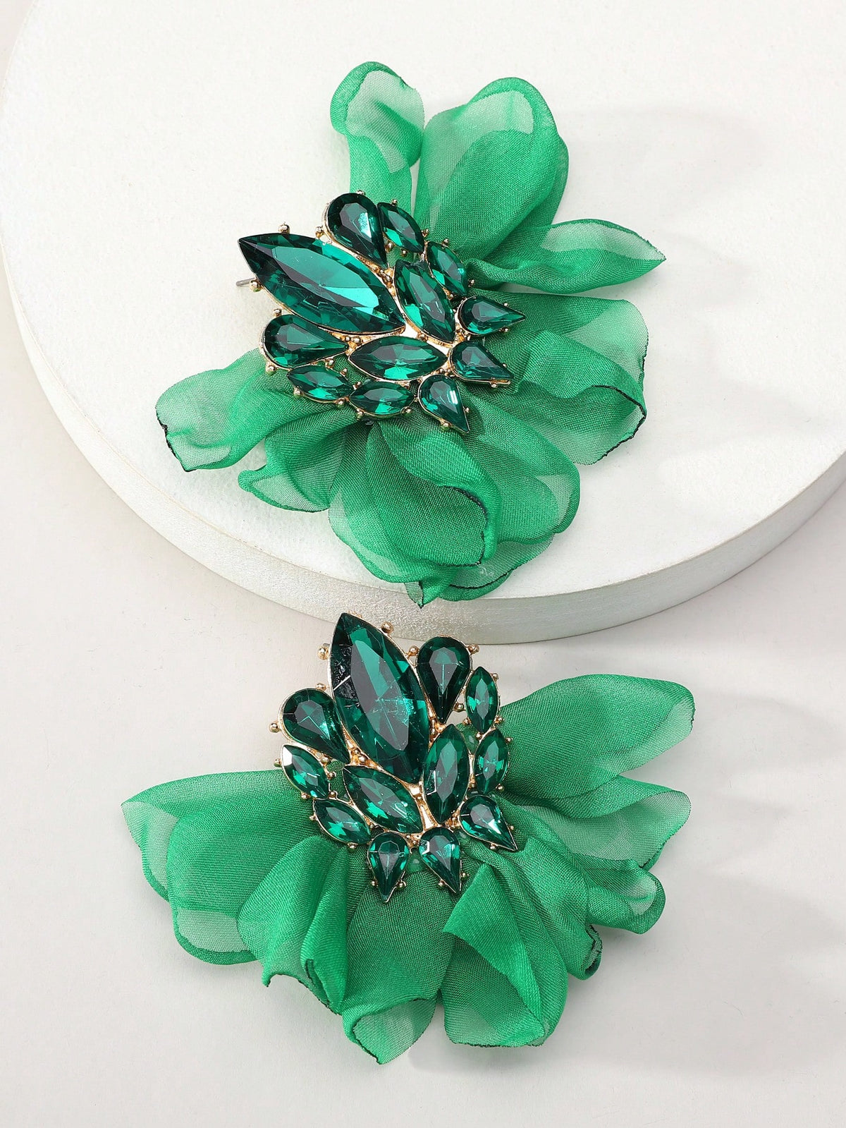 Women's Exaggerated Colorful Fabric Flower Stud Earrings