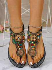 Women's Rhinestone Embellished Casual Street Flat Thong Sandals