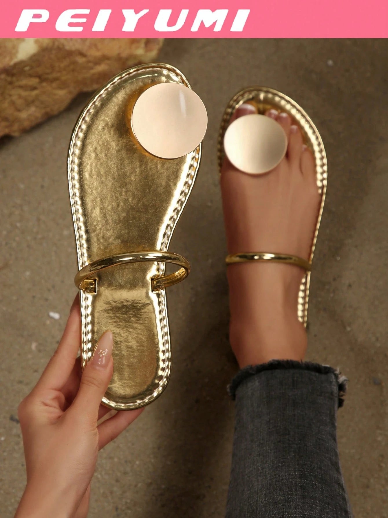 Women's Casual Open Toe Slip-On Flat Sandals