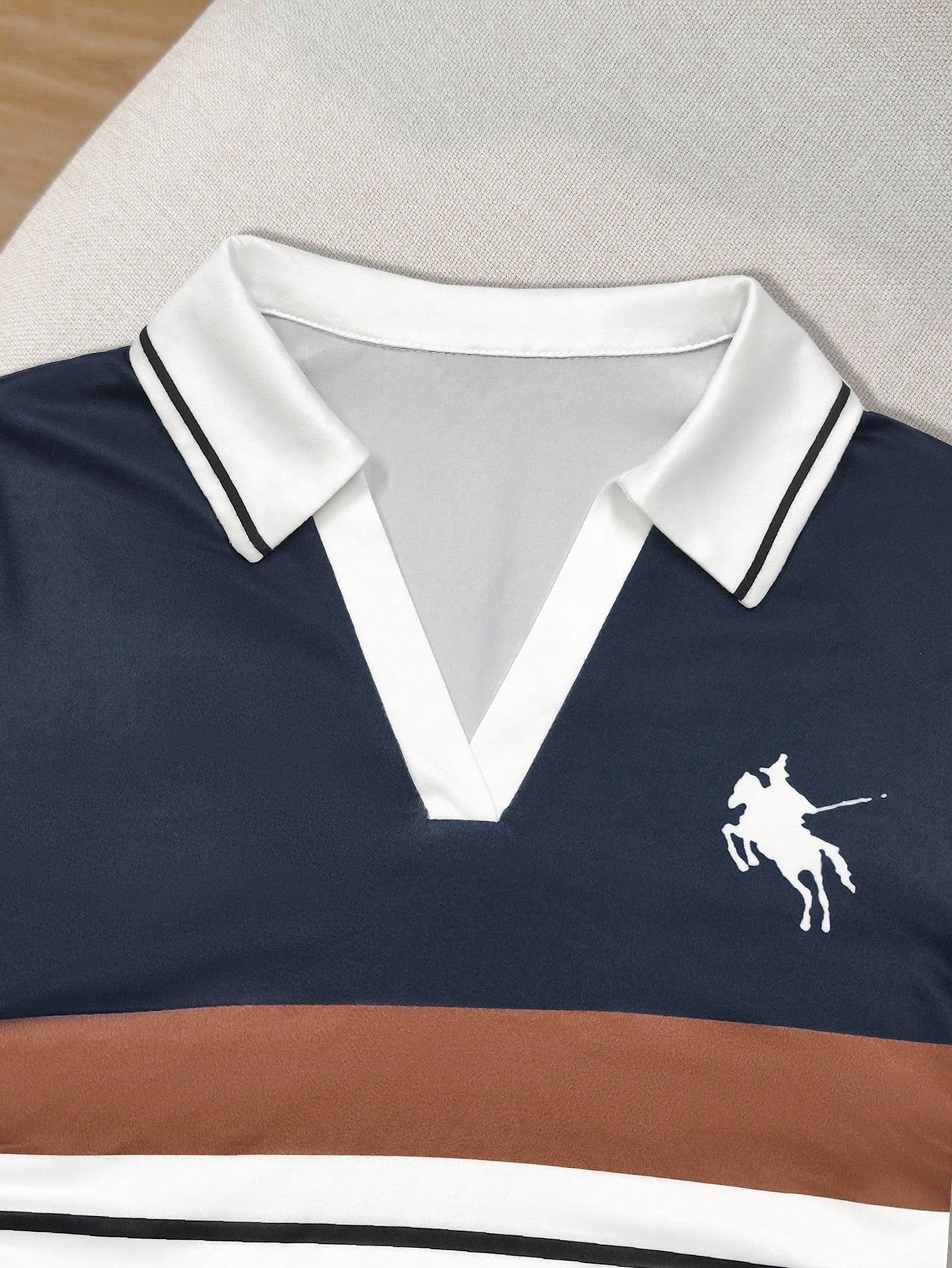 Women's Casual Striped Colorblock Polo Collar Long Sleeve T-Shirt
