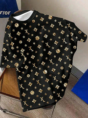 Men's Casual All-Over Print Round Neck Short Sleeve T-Shirt