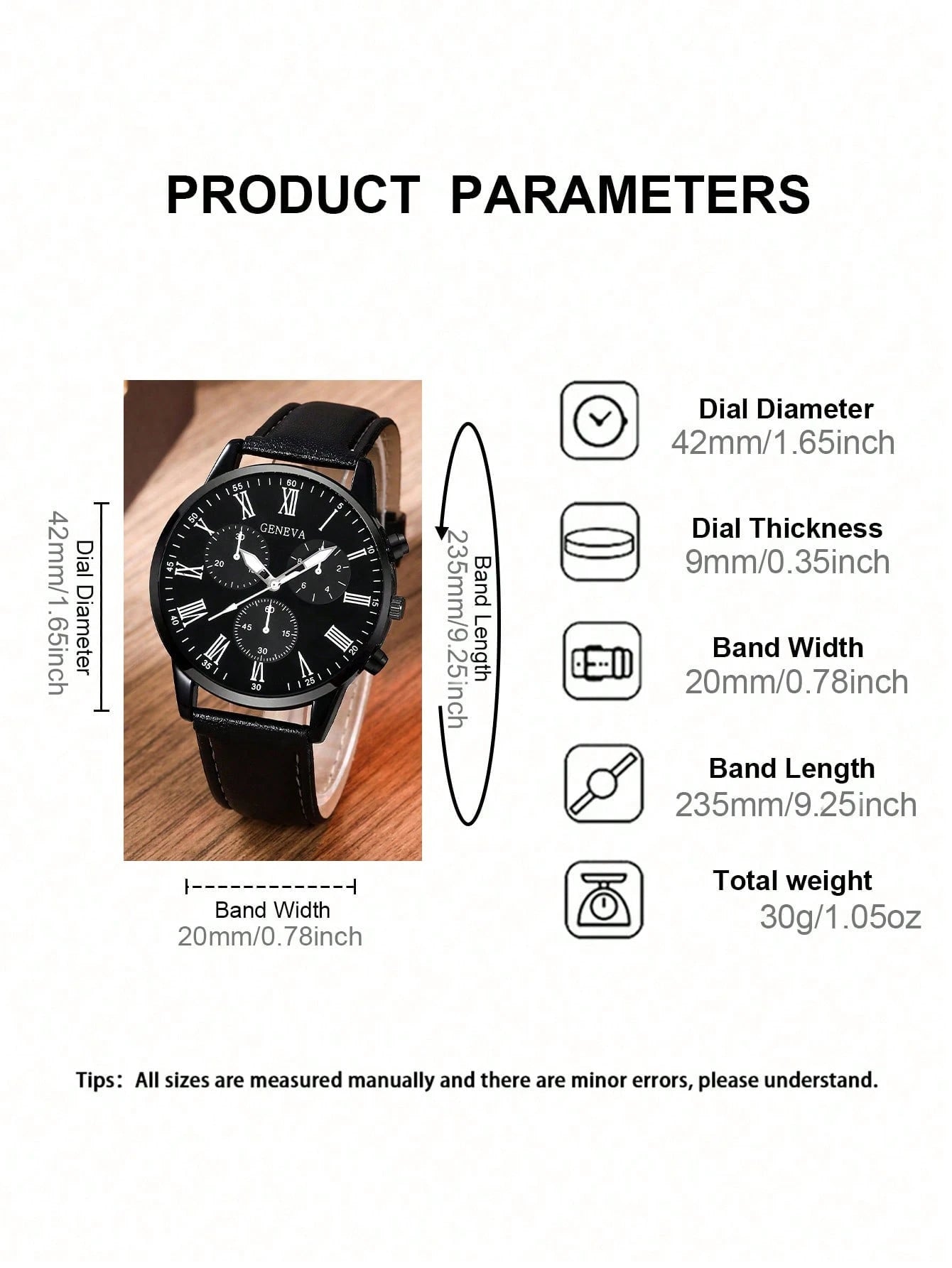 Men's Casual Sport Round Dial Quartz Watch and Bracelet Set