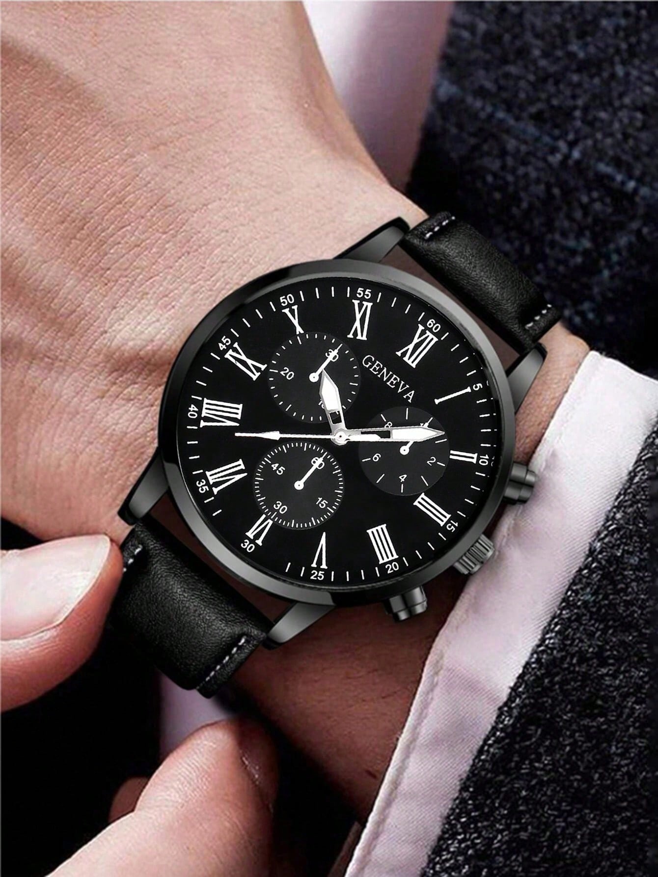 Men's Casual Sport Round Dial Quartz Watch and Bracelet Set