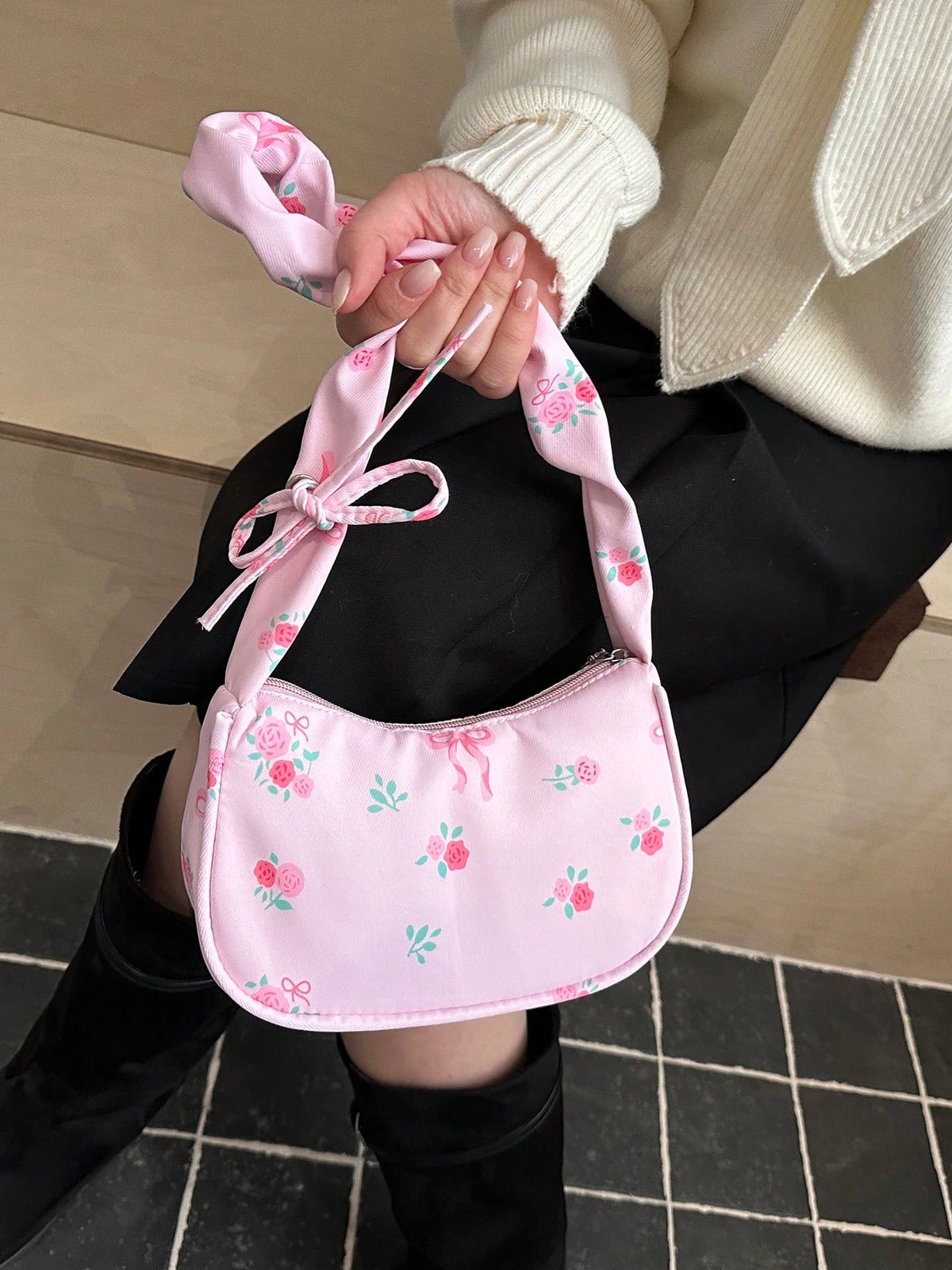 Women's Floral Print Zipper Casual Versatile Daily Shoulder Bag