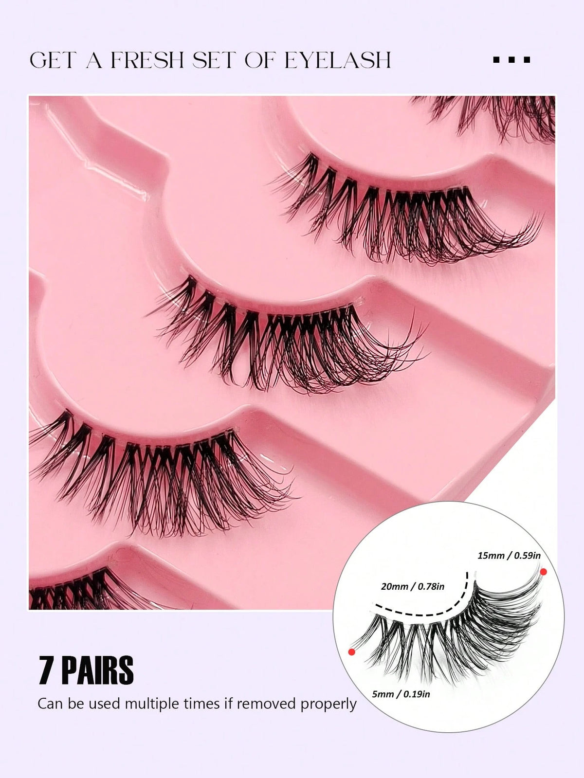 Women's 7 Pairs Fluffy Cat Eye Half False Eyelashes Set