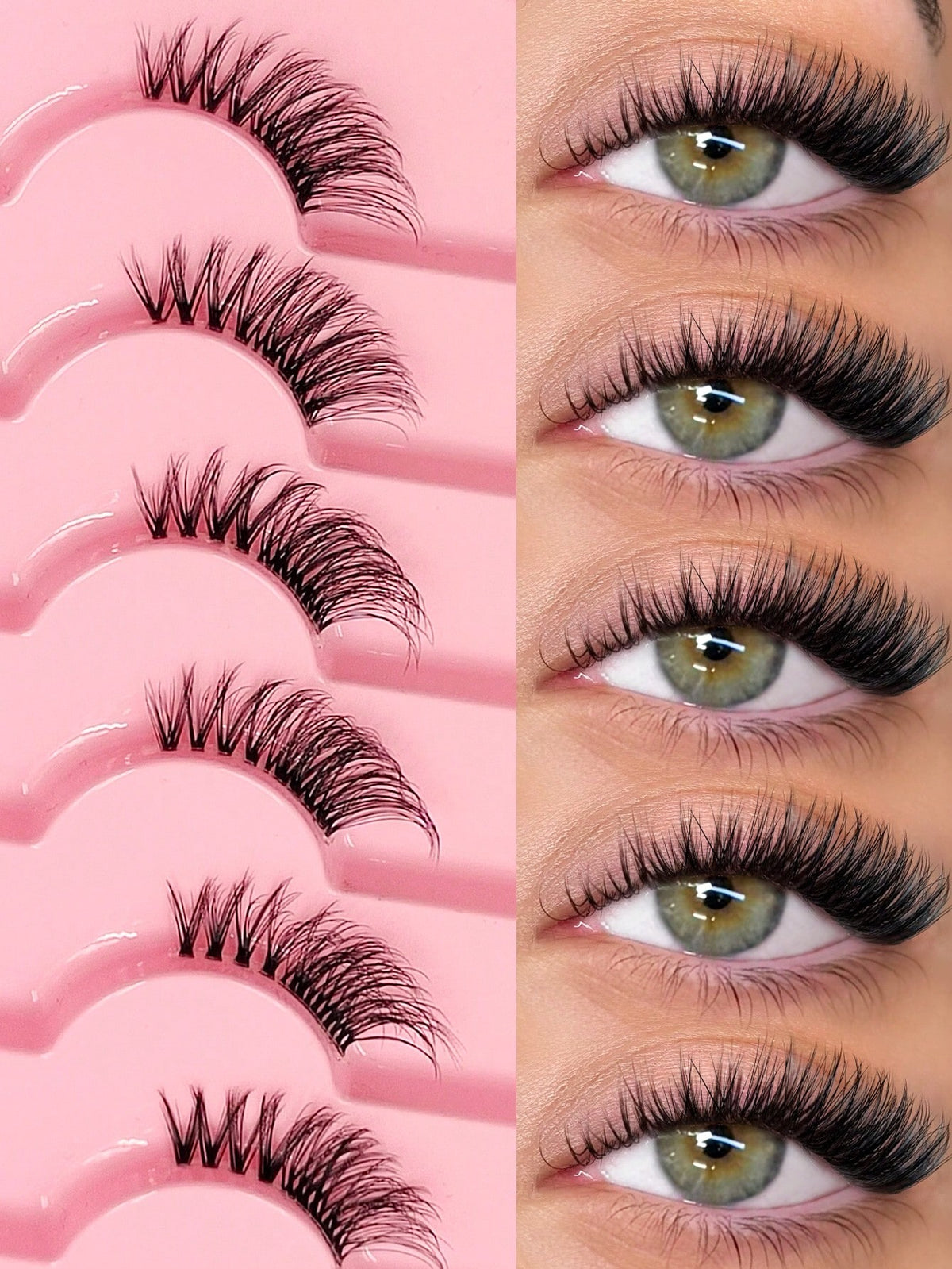 Women's 7 Pairs Fluffy Cat Eye Half False Eyelashes Set