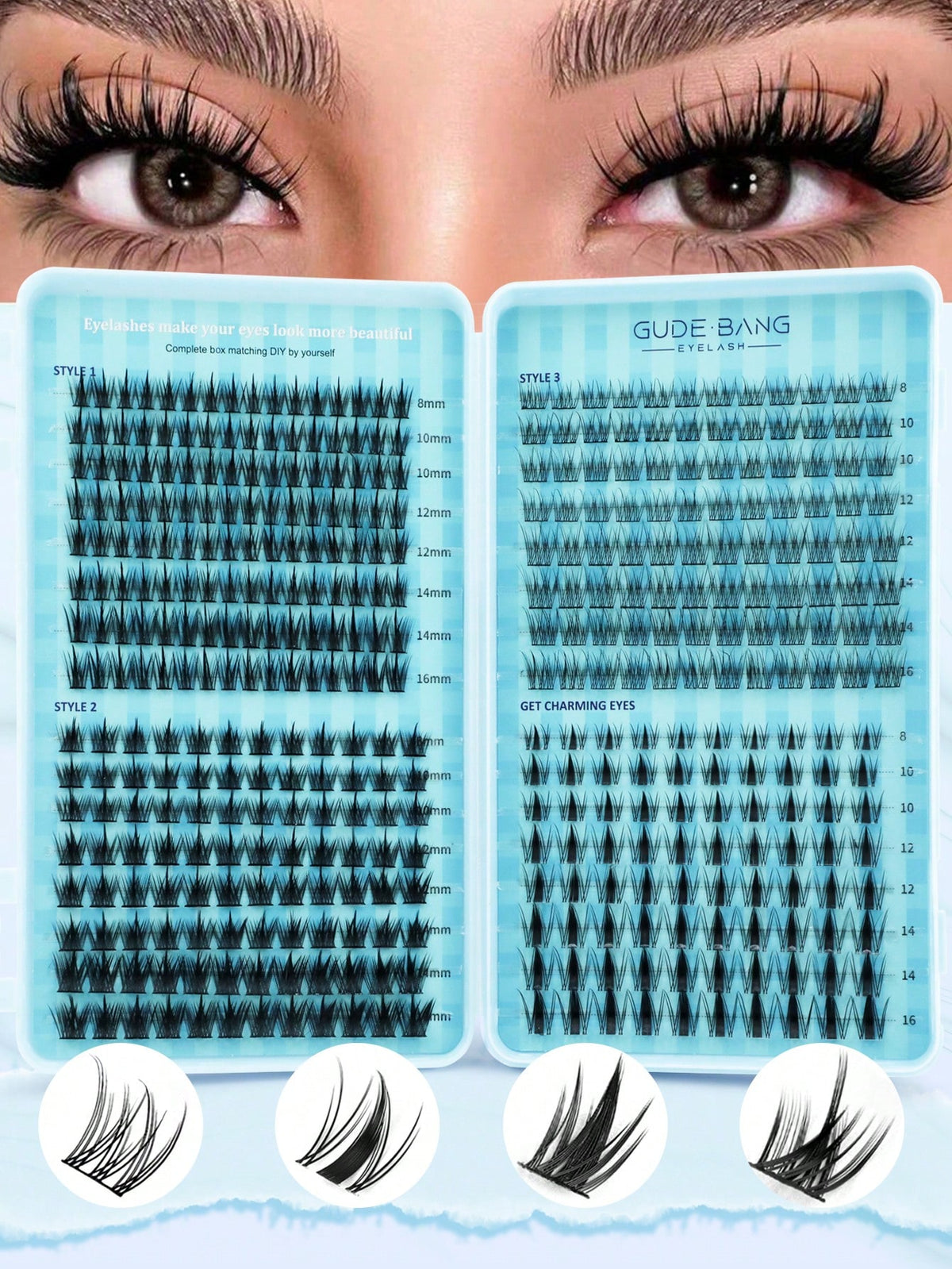 Women's 3D Faux Mink DIY Cluster False Eyelashes Book