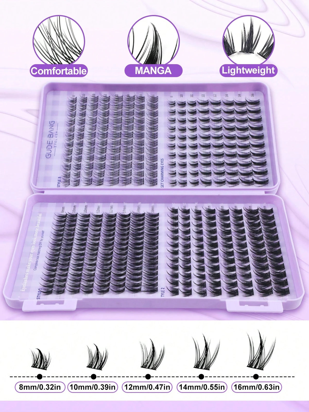 Women's 400pcs C-Curl Fluffy 3D Mink False Eyelash Extension Set