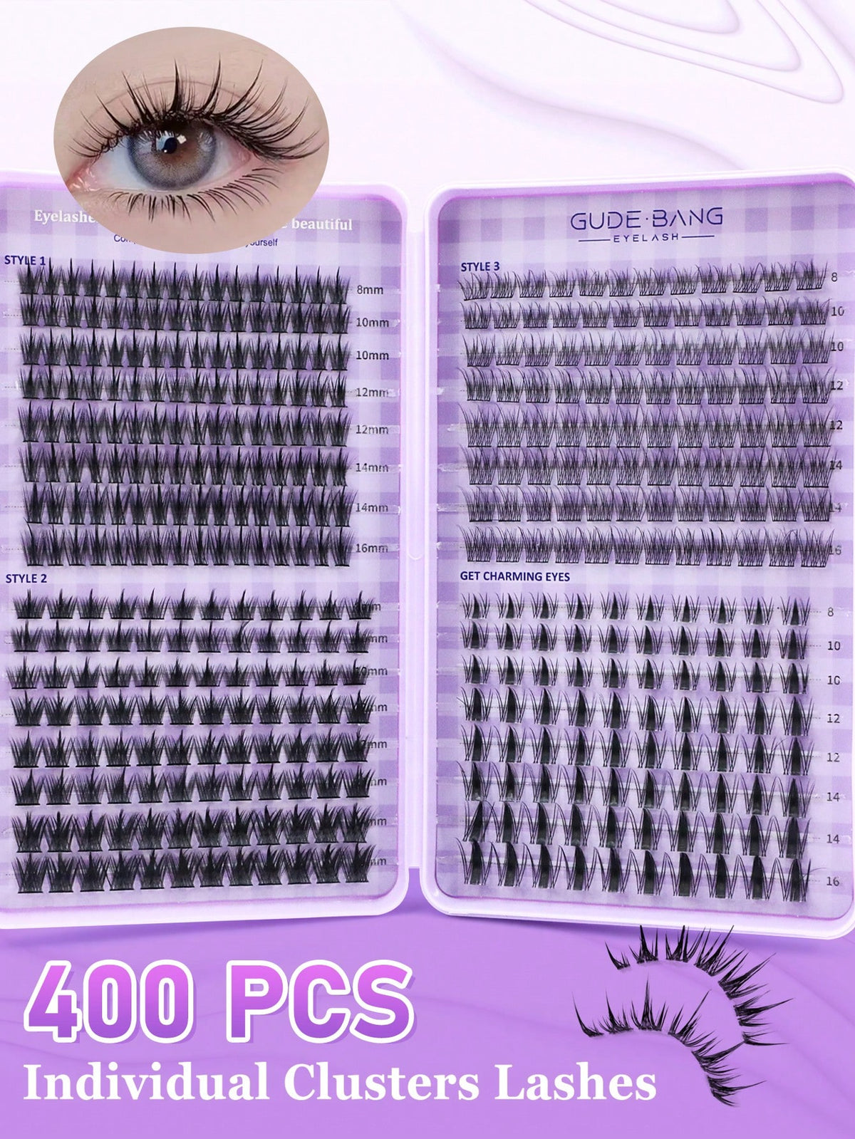 Women's 400pcs C-Curl Fluffy 3D Mink False Eyelash Extension Set