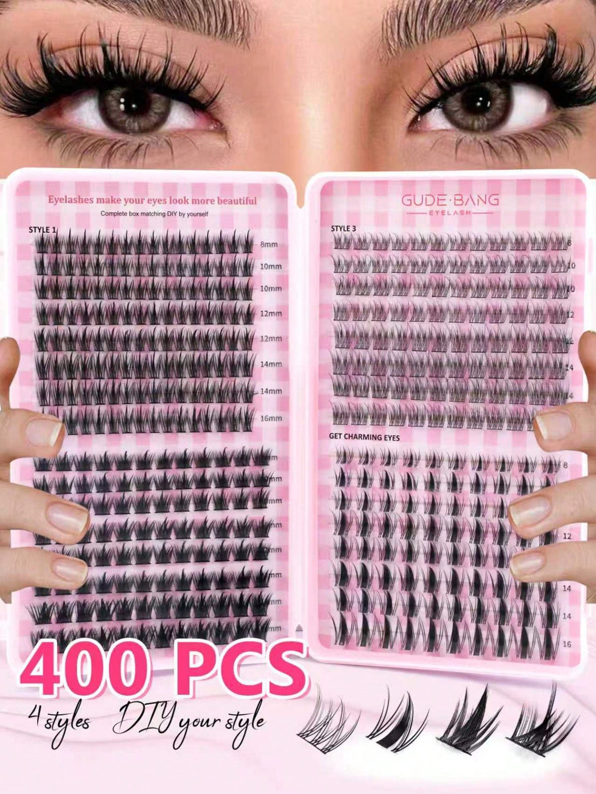 Women's 400-Piece C-Curl Fluffy 3D Mink DIY False Eyelash Extension Set