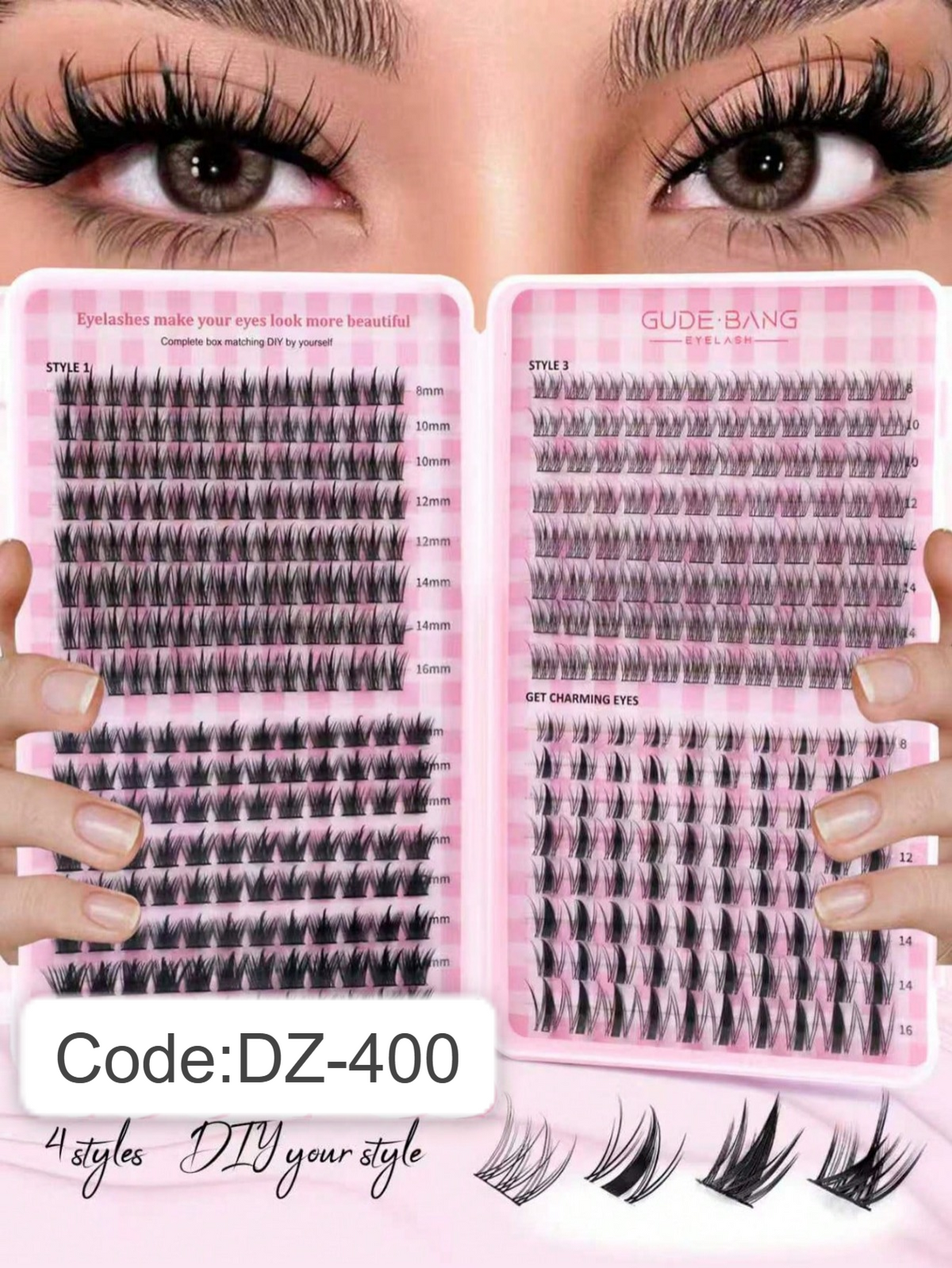 Shein Women's 400-Piece C-Curl Fluffy 3D Mink DIY False Eyelash Extension Set,Code:DZ-400