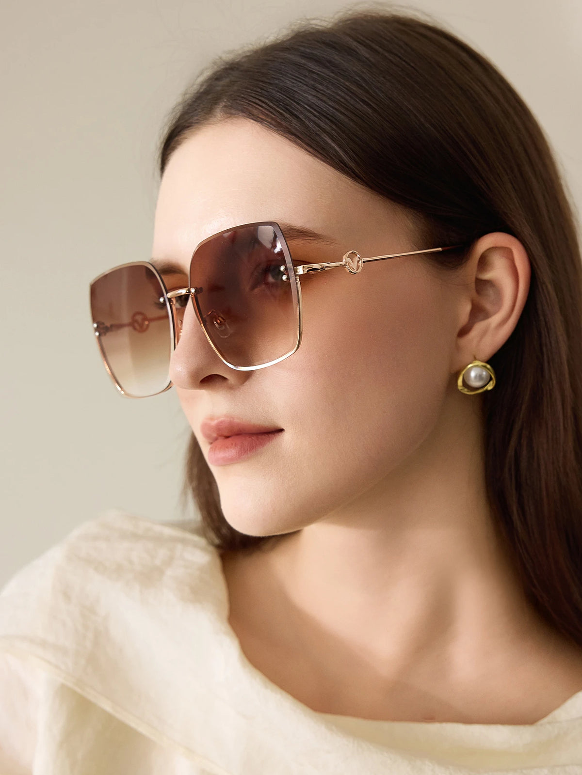 Women's Retro Gradient Square Metal Rimless Sunglasses