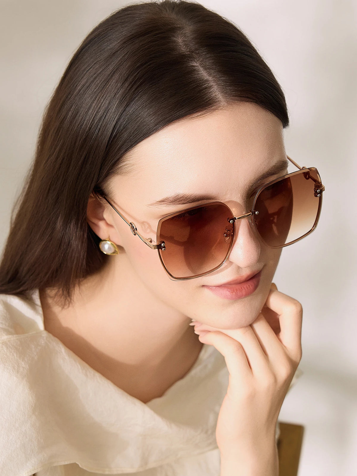 Women's Retro Gradient Square Metal Rimless Sunglasses