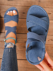 Women's Elastic Cross Strap Wide Fit Flat Sandals