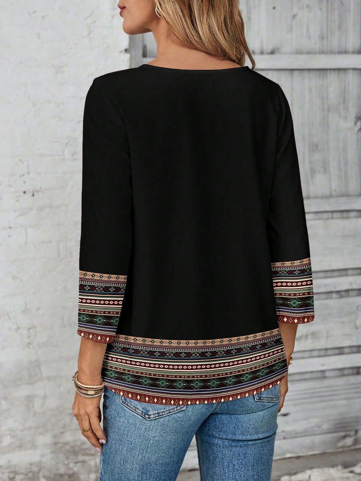 Women's Bohemian Three-Quarter Sleeve Casual Summer Shirt
