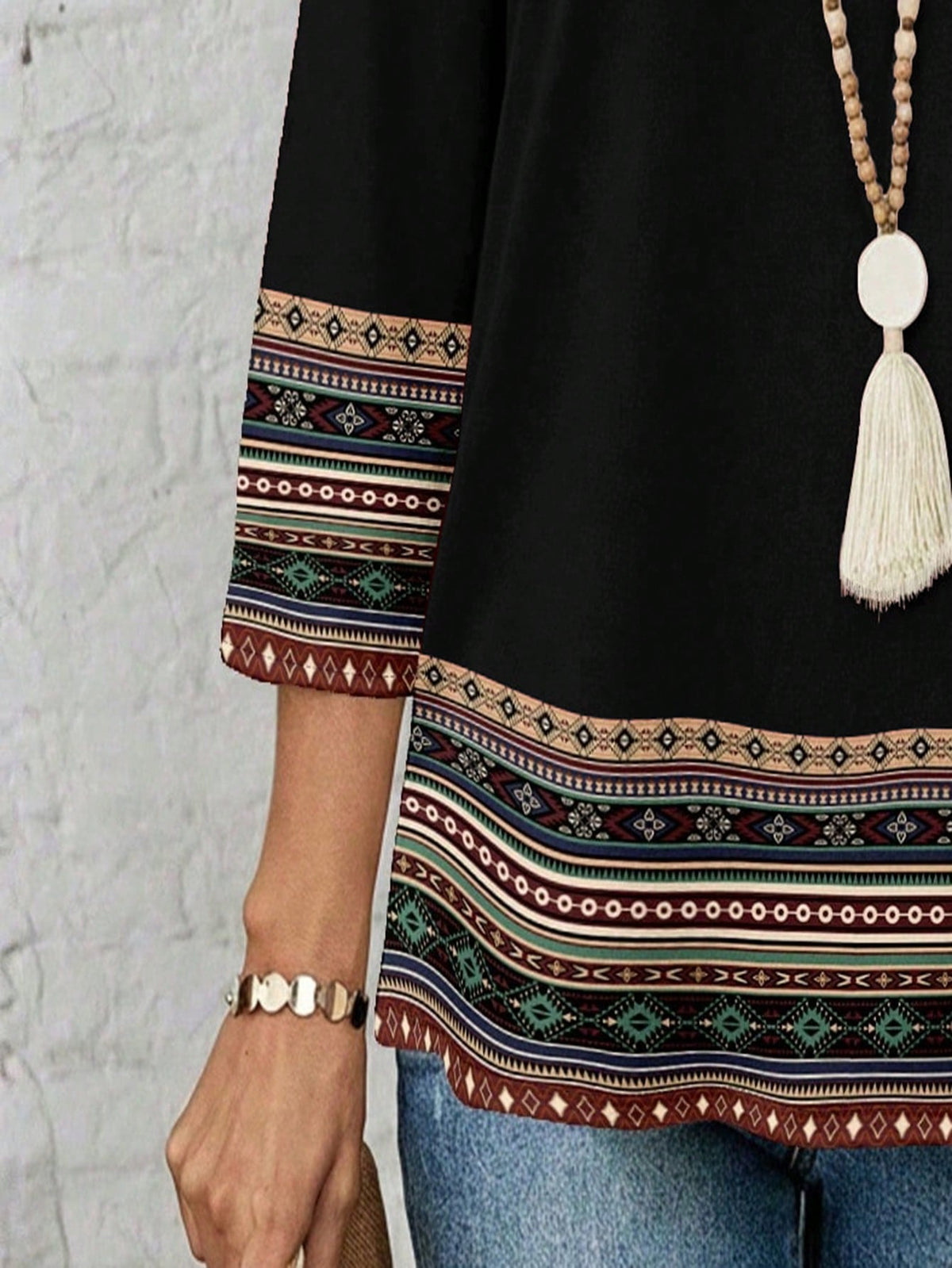 Women's Bohemian Three-Quarter Sleeve Casual Summer Shirt