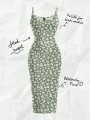 Women's Bohemian Daisy Print Cami Midi Dress