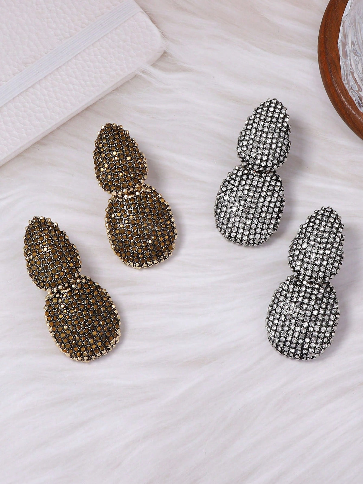 Women's Vintage Crystal Geometric Teardrop Dangle Earring Set