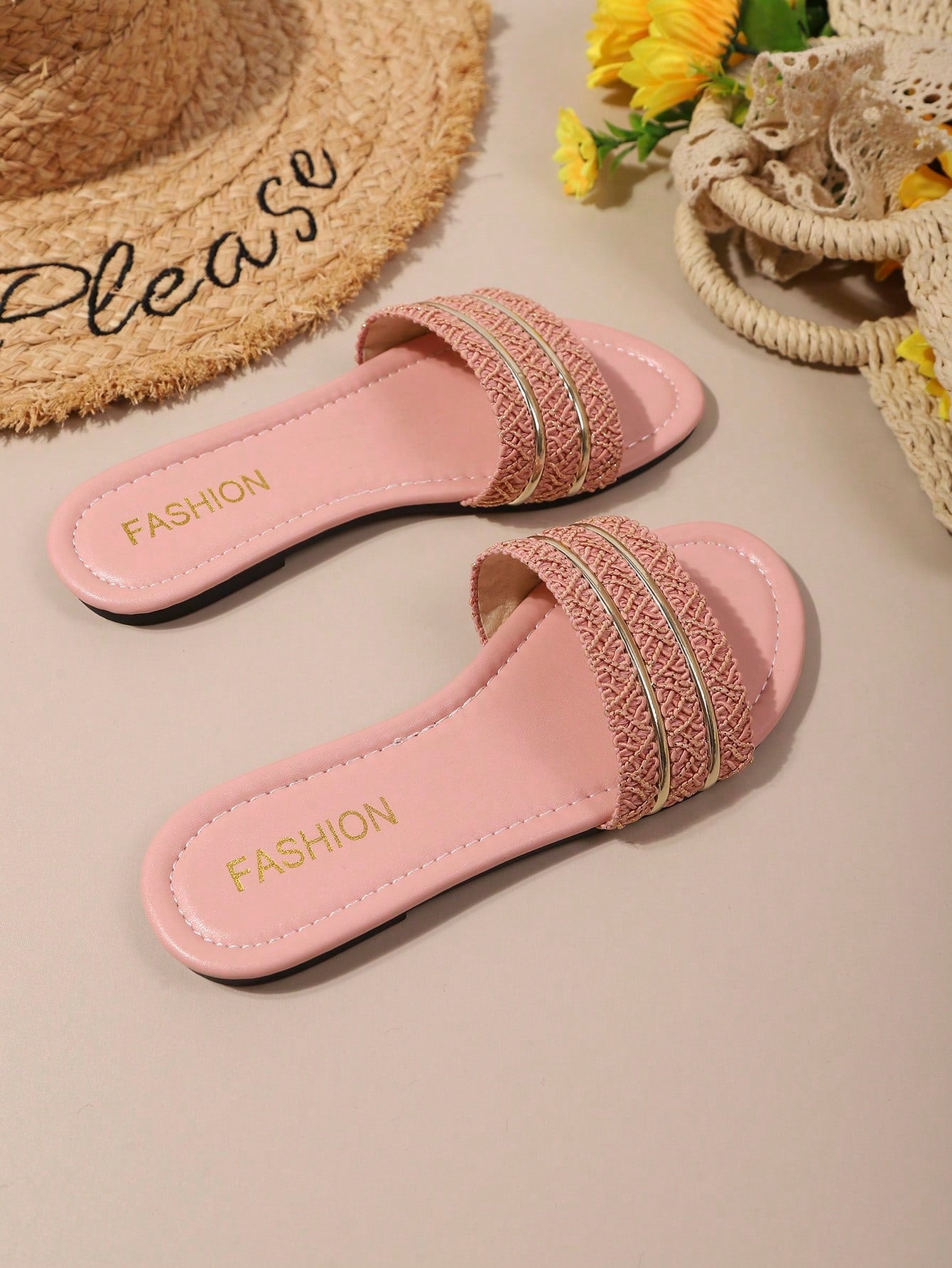 Women's Soft Bottom Casual Beach Holiday Flat Slide Sandals Pink
