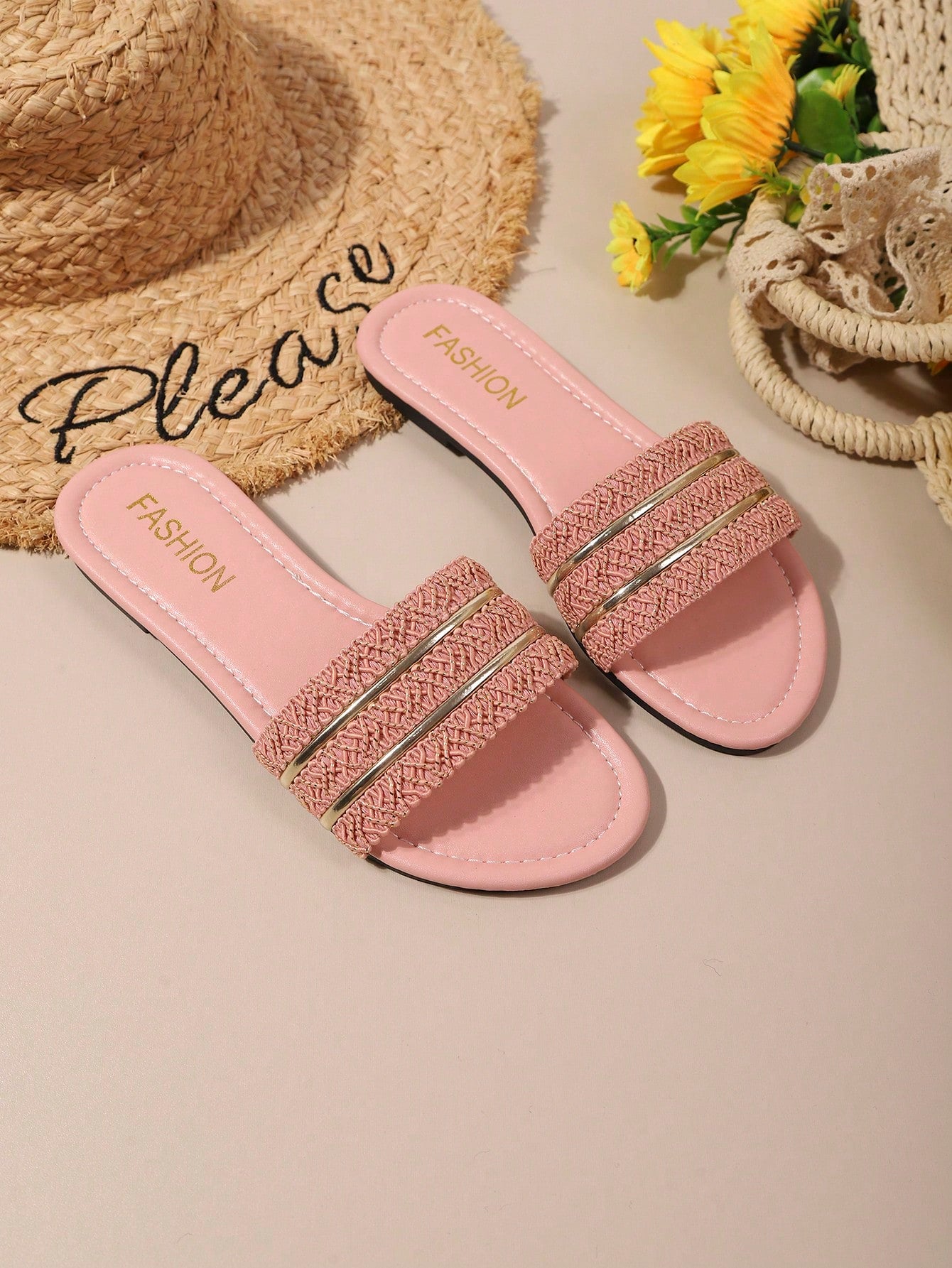 Women's Soft Bottom Casual Beach Holiday Flat Slide Sandals Pink