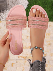 Women's Soft Bottom Casual Beach Holiday Flat Slide Sandals Pink