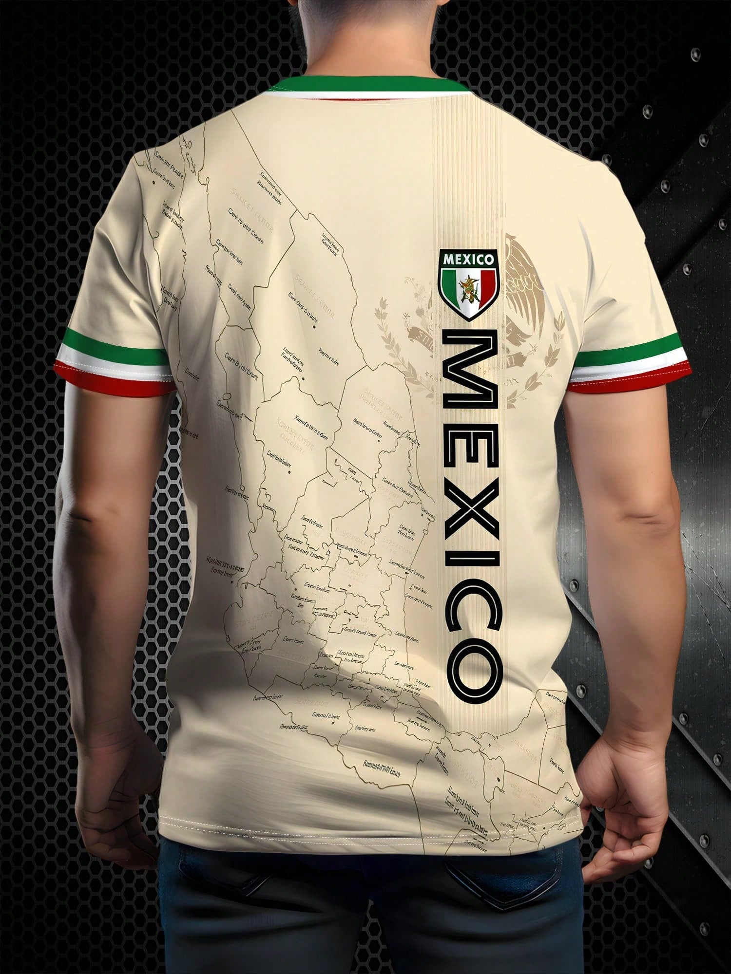 Mexico Men's Soccer Jersey Breathable Round Neck Sports Top