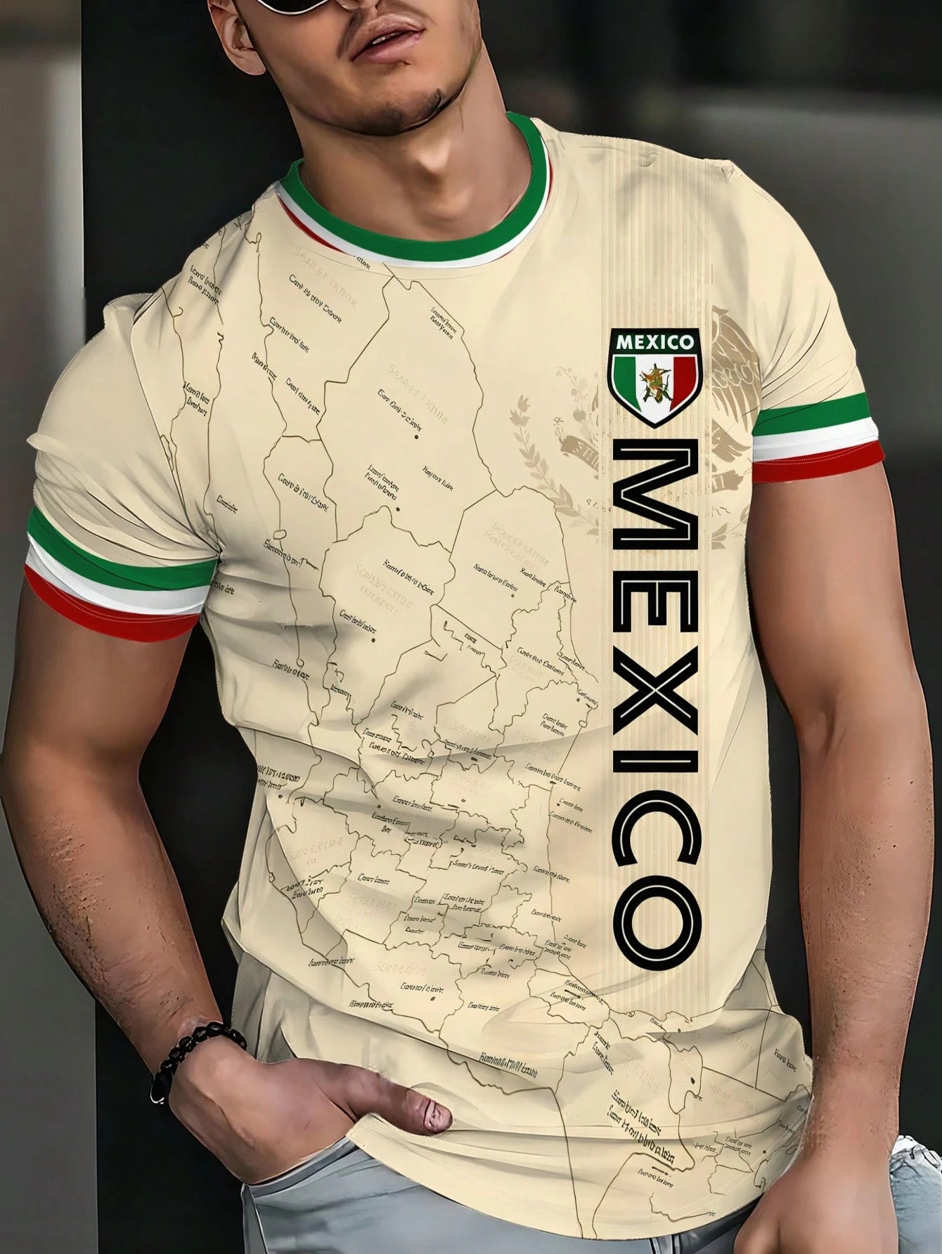 Mexico Men's Soccer Jersey Breathable Round Neck Sports Top