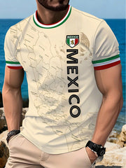 Mexico Men's Soccer Jersey Breathable Round Neck Sports Top