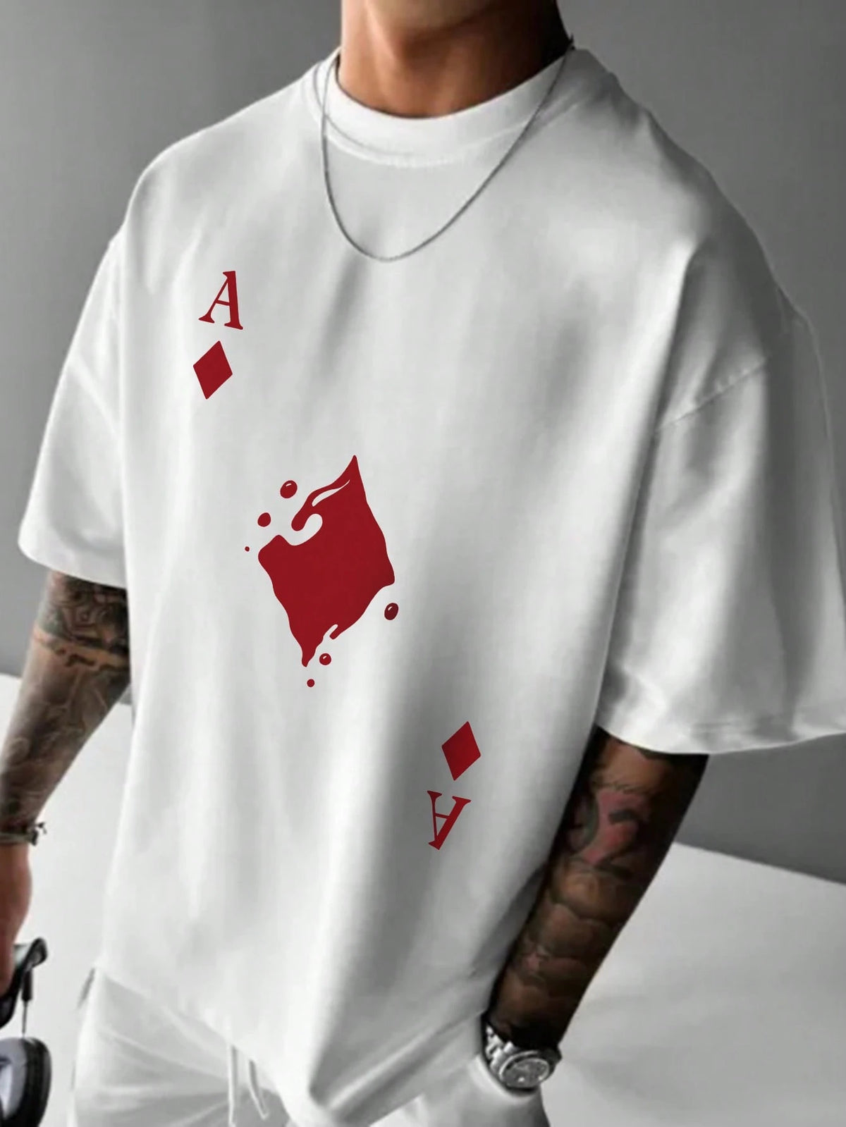 Men's Playing Card Print Short Sleeve T-Shirt