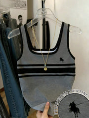 SHEIN Women's Fitted Striped Tank Top Grey