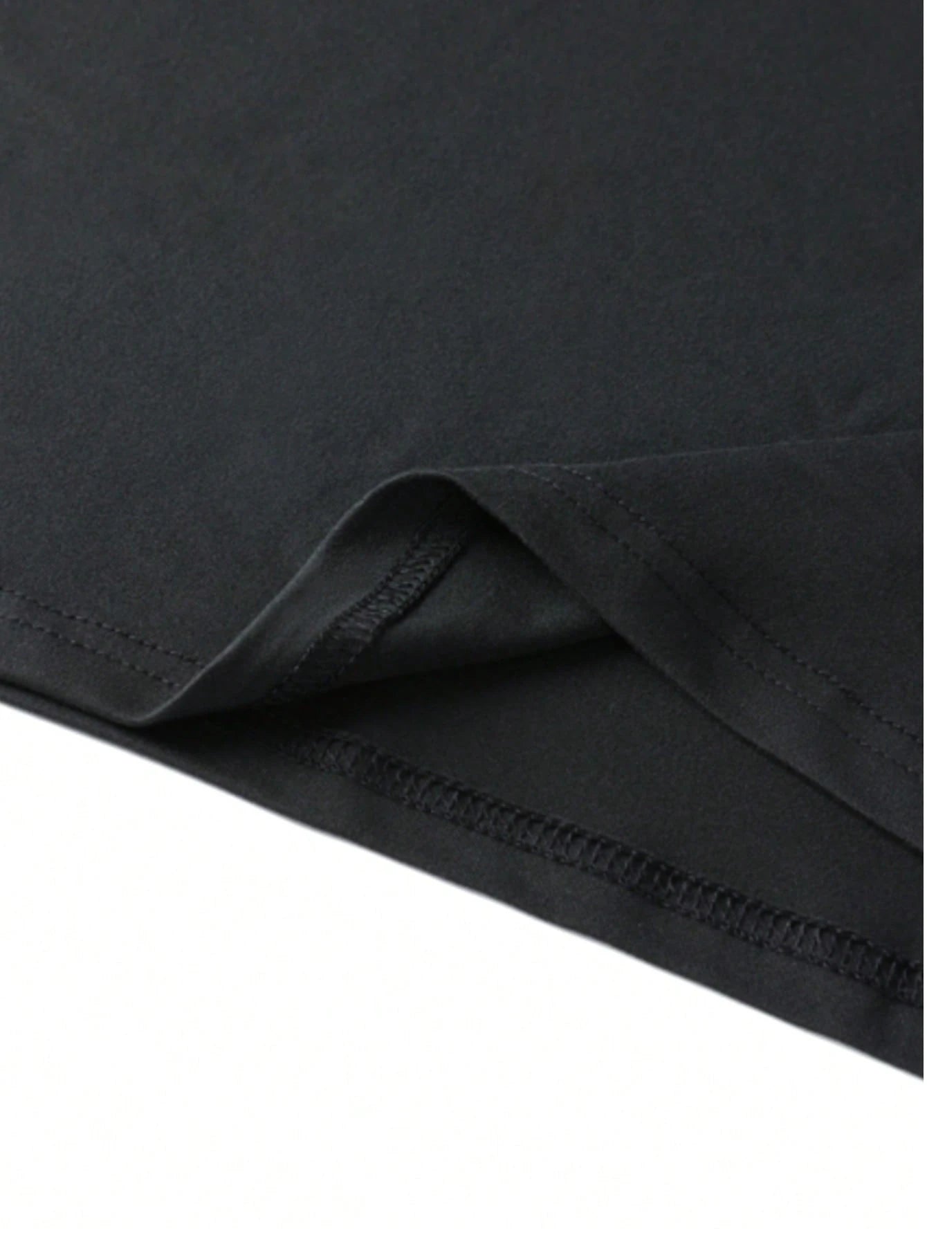 Men's Solid Color Casual V-Neck Short Sleeve T-Shirt Black