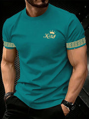 Manfinity Homme Short Sleeve T-Shirt Gold King Icon Floral Teal