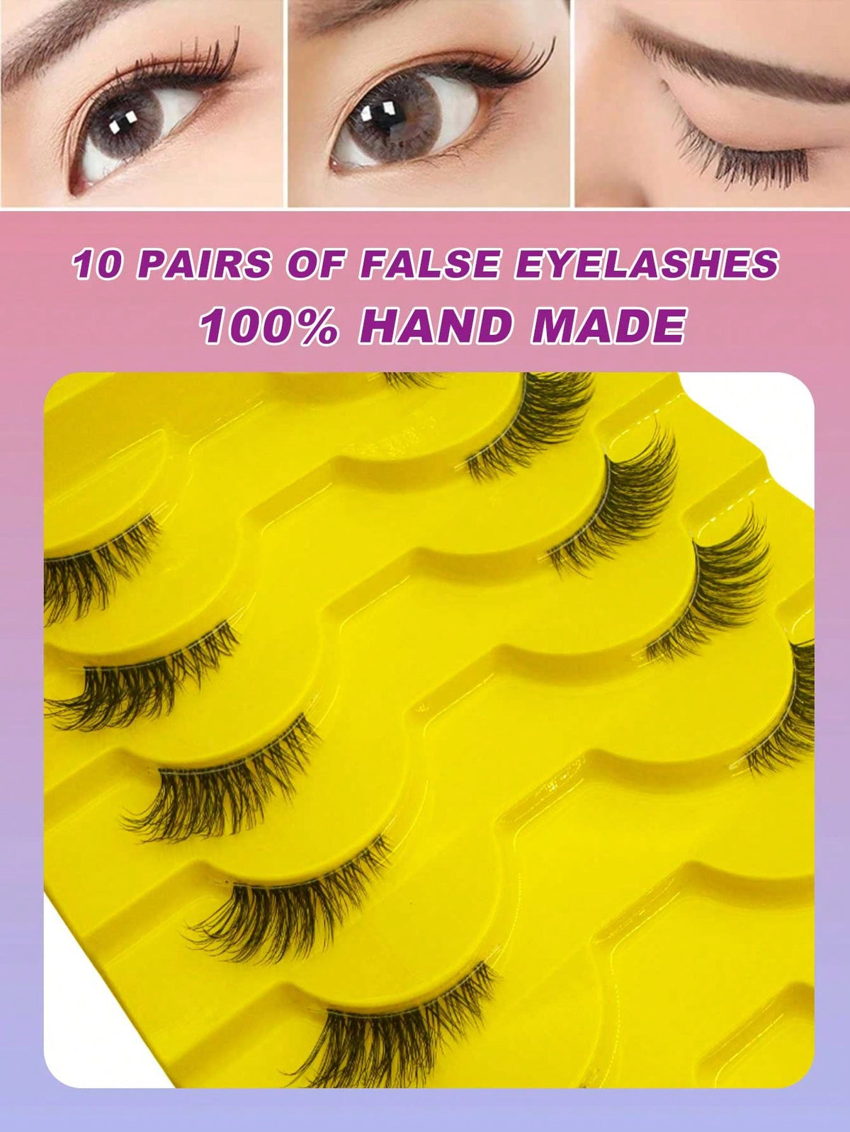 Women's 10 Pairs Cat Eye Faux Mink Eyelashes Set