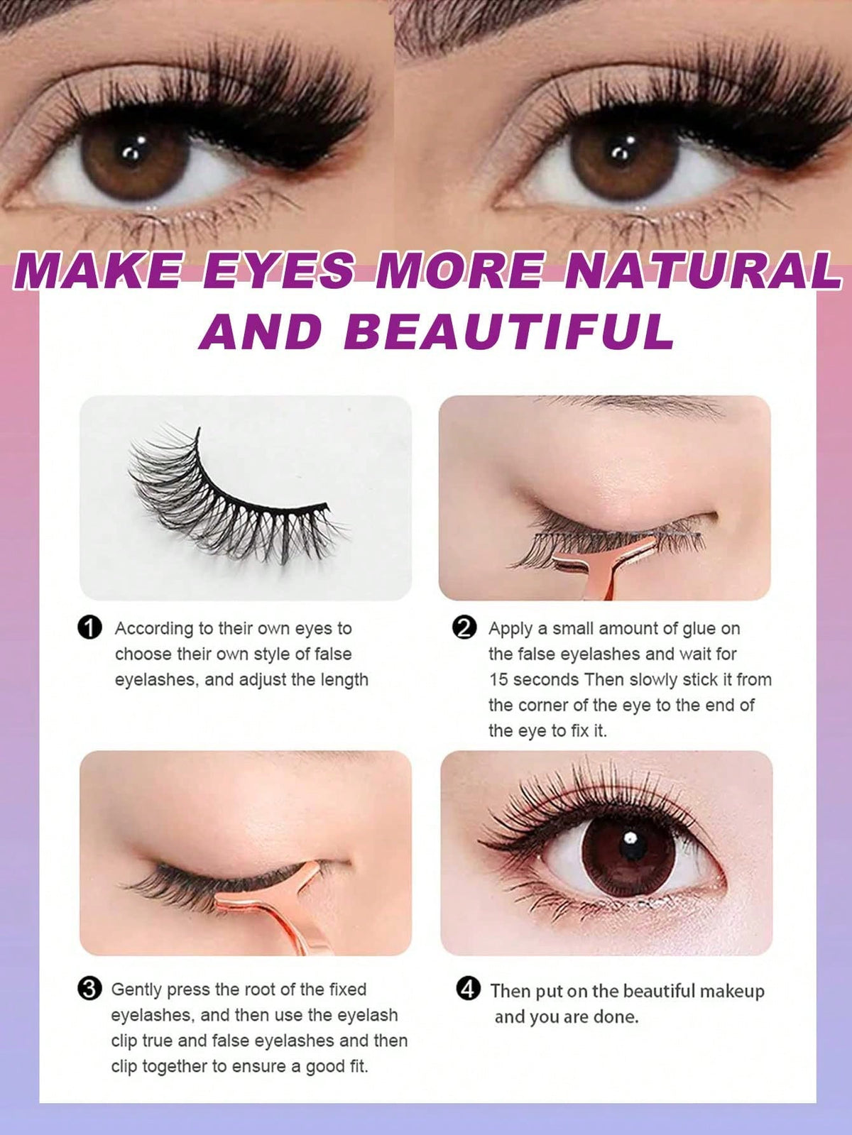Women's 10 Pairs Cat Eye Faux Mink Eyelashes Set