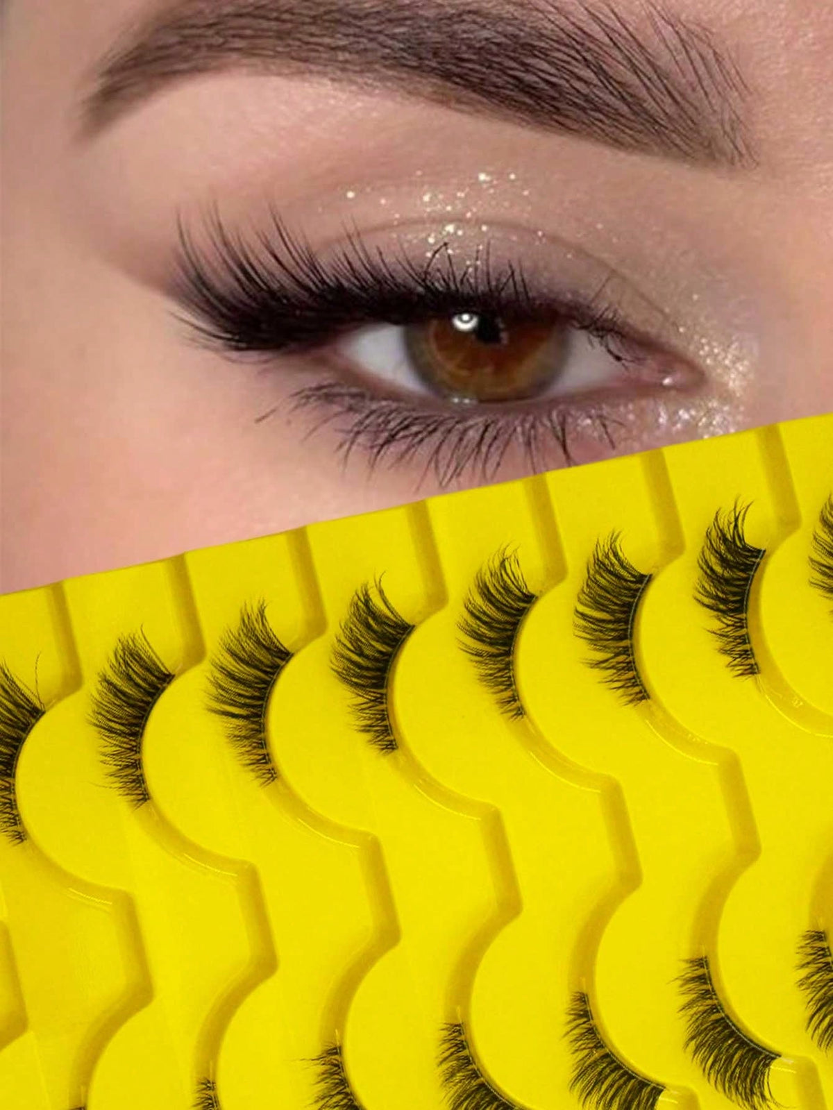 Women's 10 Pairs Cat Eye Faux Mink Eyelashes Set