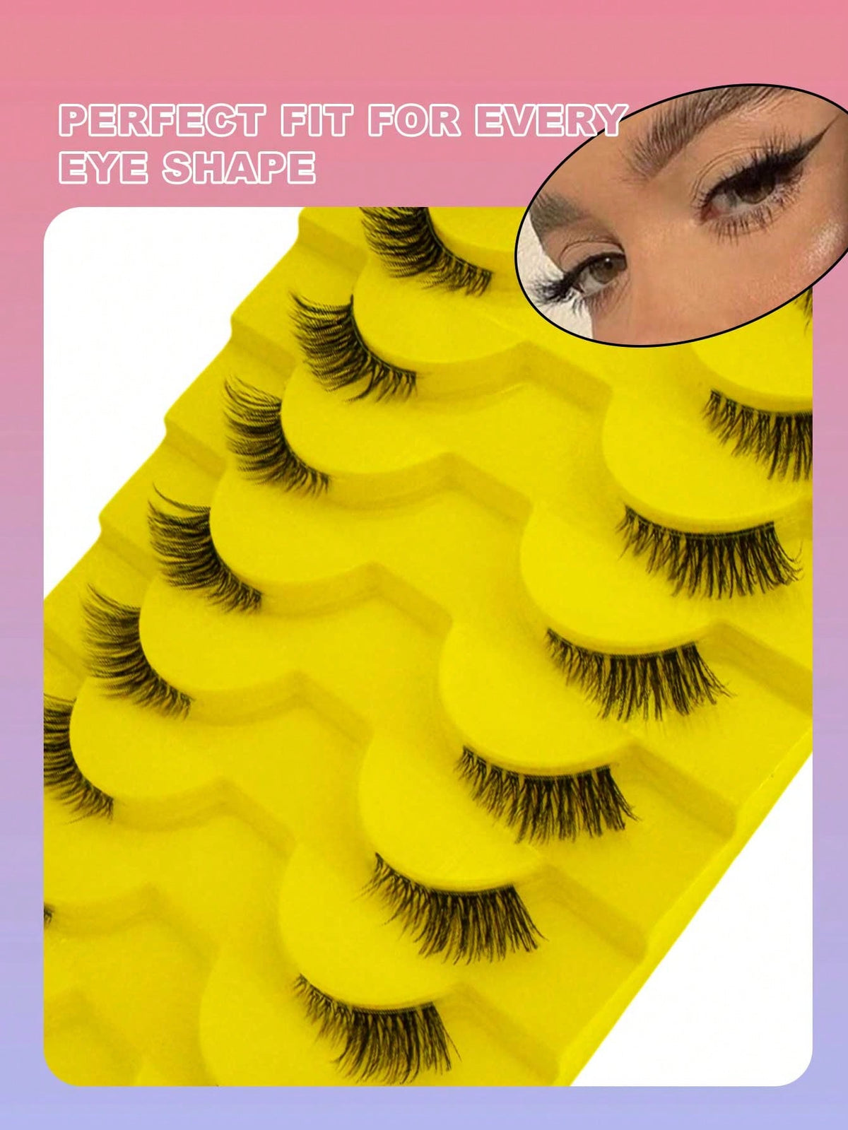 Women's 10 Pairs Cat Eye Faux Mink Eyelashes Set