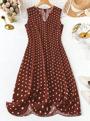 Women's Plus Size Sleeveless Polka Dot Pocket Dress