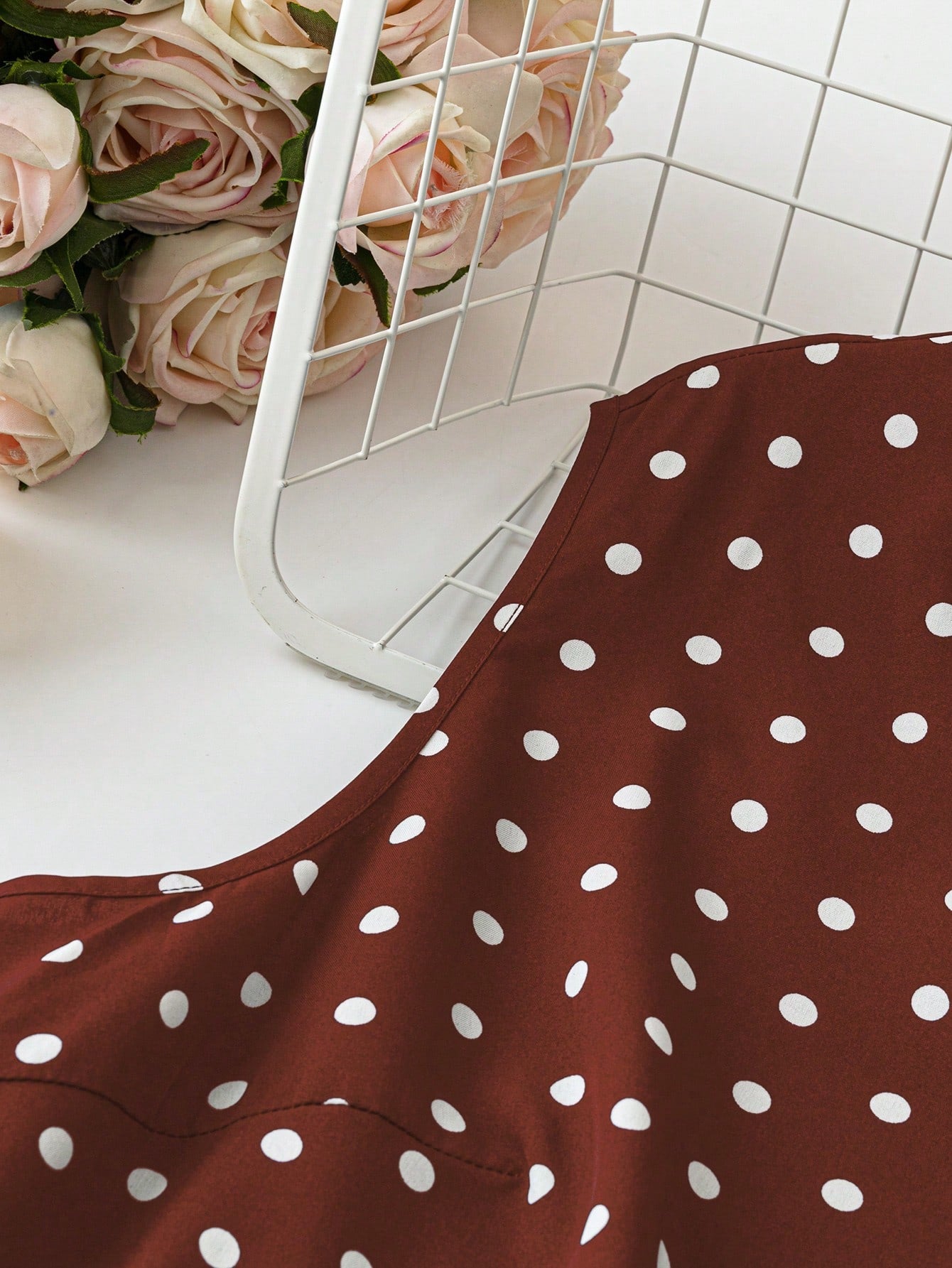 Women's Plus Size Sleeveless Polka Dot Pocket Dress