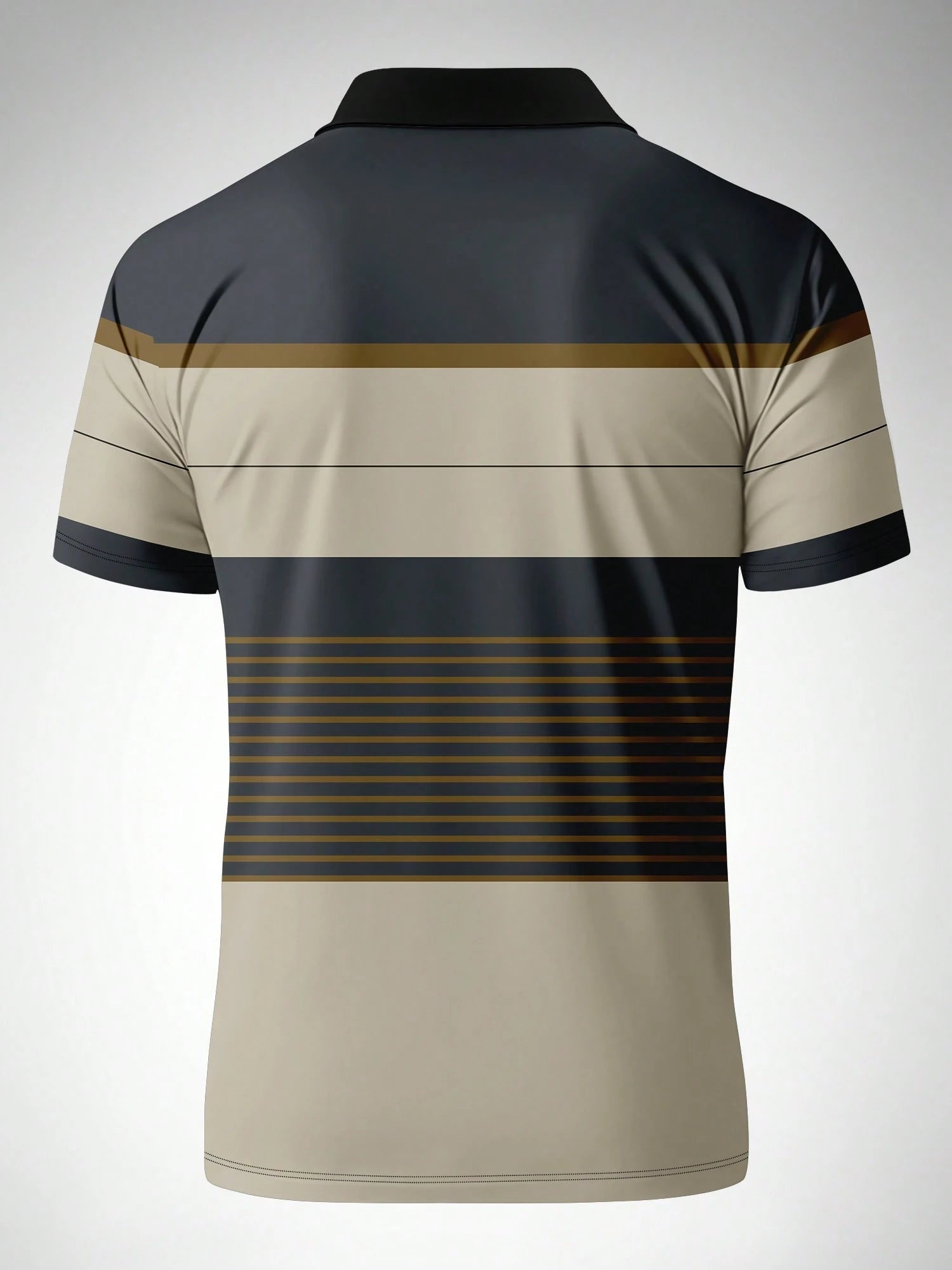 Men's Casual Striped Print Short Sleeve Polo Shirt